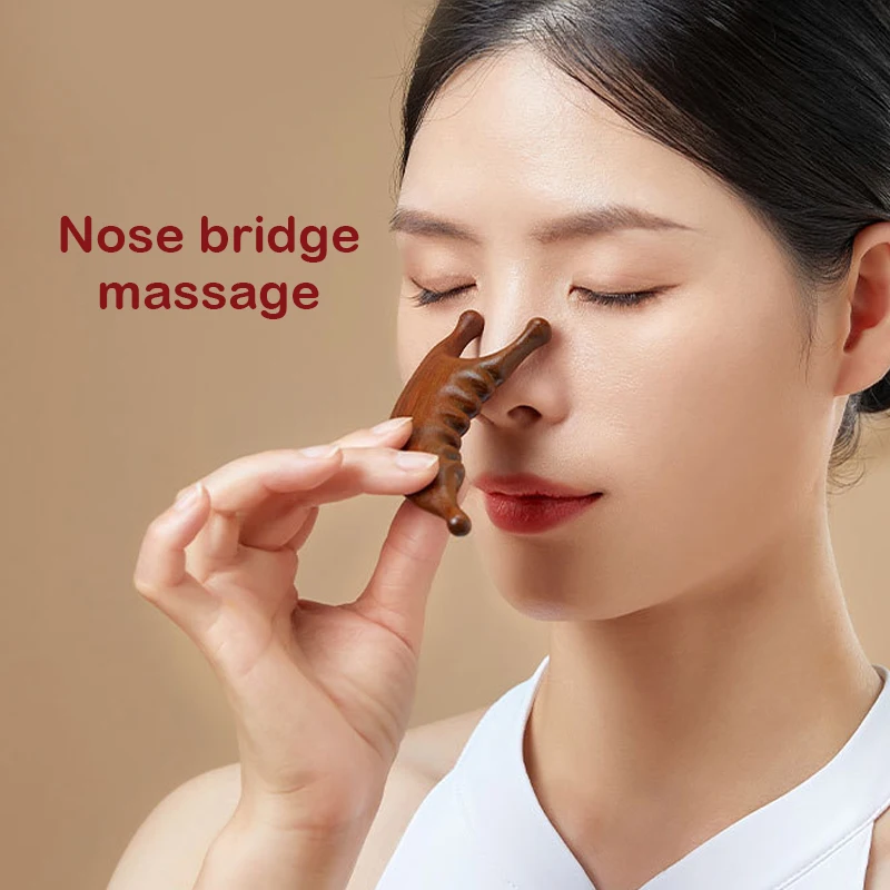 Dolphin Shape Sandalwood Massage Comb Head Face Nose Eye Shoulder Neck Scraping Comb Anti-Static Anti-Hair Loss Meridian Massage