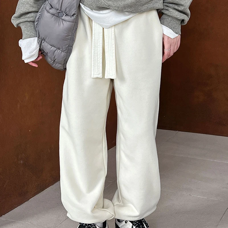 

2025 Winter Women Thick Fleece Inner Pants High Waist Warm Pants Fashion Clothes Vintage Pants Female Trousers