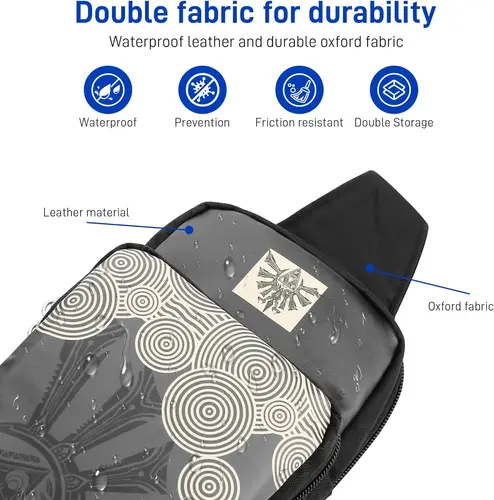 Imagen 2 del producto Bolsa de viaje de transporte para Nintendo Switch/Lite/OLED, mochila cruzada portátil para Zelda bolsillos negros para consola Switch