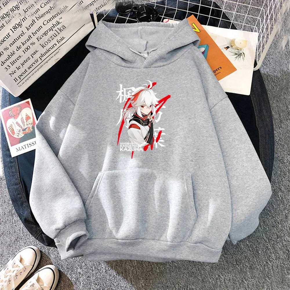 Anime Genshin Impact Kaedehara Kazuha Hoodie Women Funny Kawaii Graphic Hoodies Woman Harajuku Fleece Hooded Sweatshirts