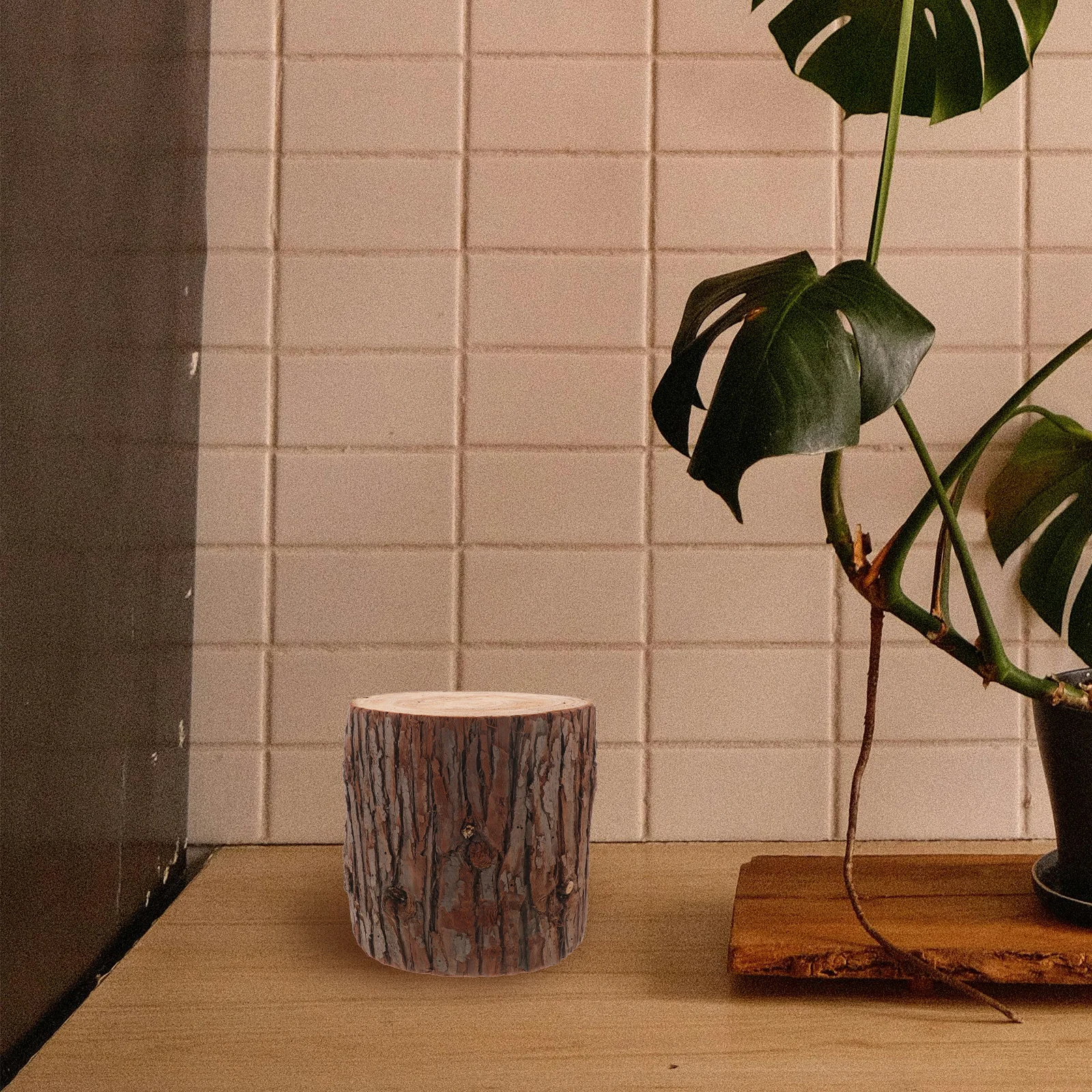 

Solid Wood Tree Stump Coffee Table Rustic End Table Natural Wooden Pedestal Stand Display Base Home Decoration