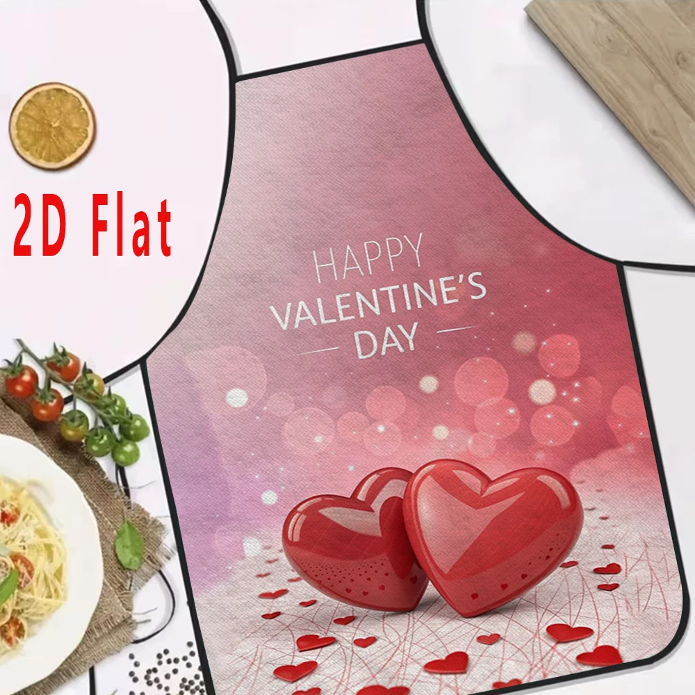 

Фартук с 2D-принтом в виде плоского сердца, 60x80 см, для кухни/ресторана, для барбекю, прочный и легко моется, 1 шт.