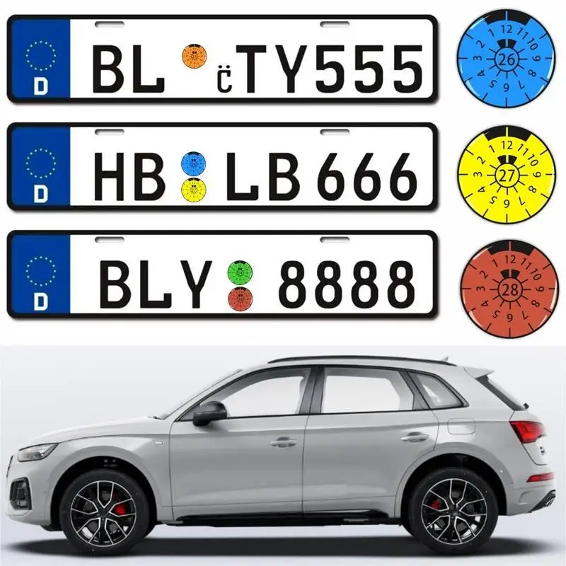 2 pegatinas 3D de gel con diseño de letras en relieve estilo alemán para marco de matrícula de coche, calcomanía impermeable para matrícula de automóvil