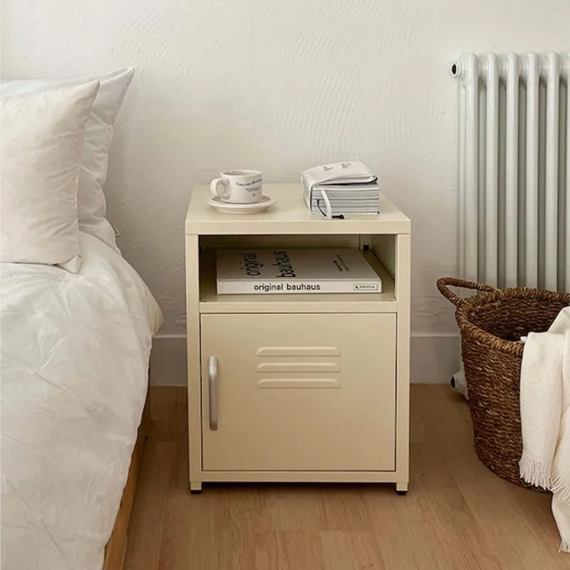 MOMO Home Cream Color Storage Cabinet INS Style Simple Bedside Table Bedroom Organization with Material Storage Solution