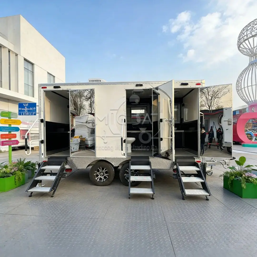 

Outdoor Large Event Towed Portable Restroom Mobile Toilet Trailer with Sink And Urinal for Convenient Sanitation