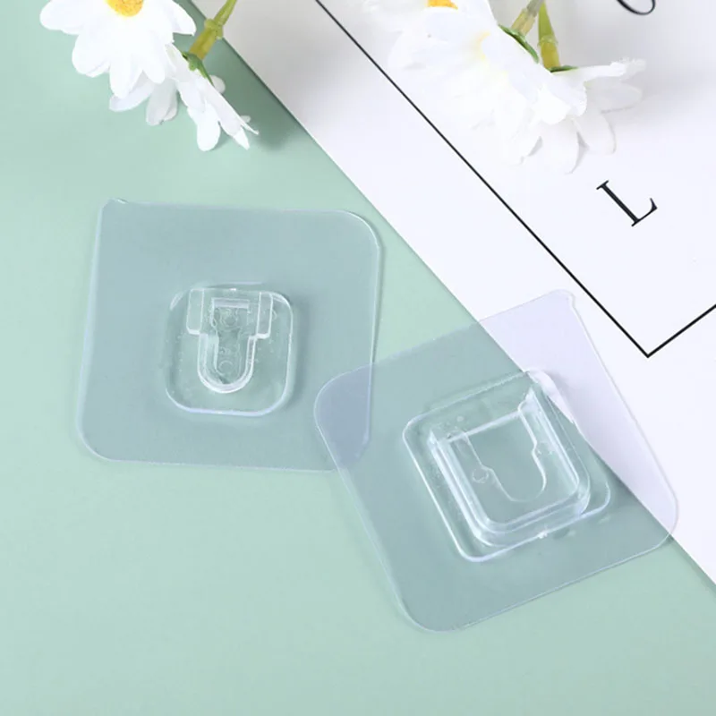 kitchen Shelf Universal hook mother buckle Acrylic paste nail free hook double-sided paste buckle concave convex buckle hooks