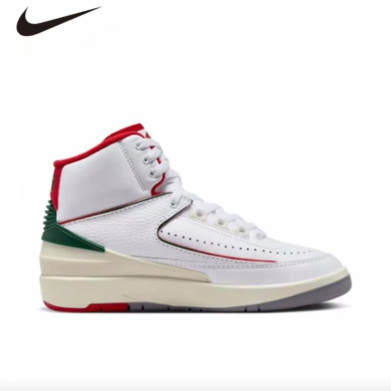 

Nike Air Jordan 2 Retro GS High Sneakers, Premium Leather Air-Sole Cushion Italy Retro Basketball Shoes for Youth DQ8562-101