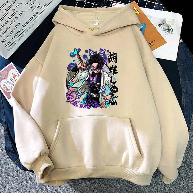 Funny Anime Kochou Shinobu Print Hoodie Fashion Women Casual Pullover Hoodies Ladies Sweatshirt