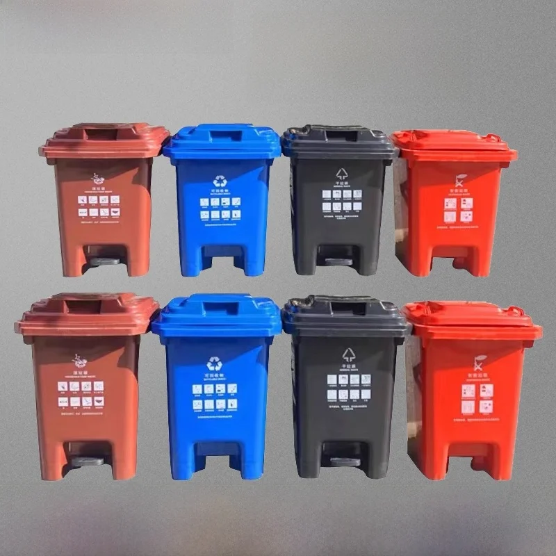 

Outdoor Plastic Pedal Tra Can 30L Foot Operated Waste Bin Recycling Bin Large Size Foot Pedal Tra Can 80L Square ape