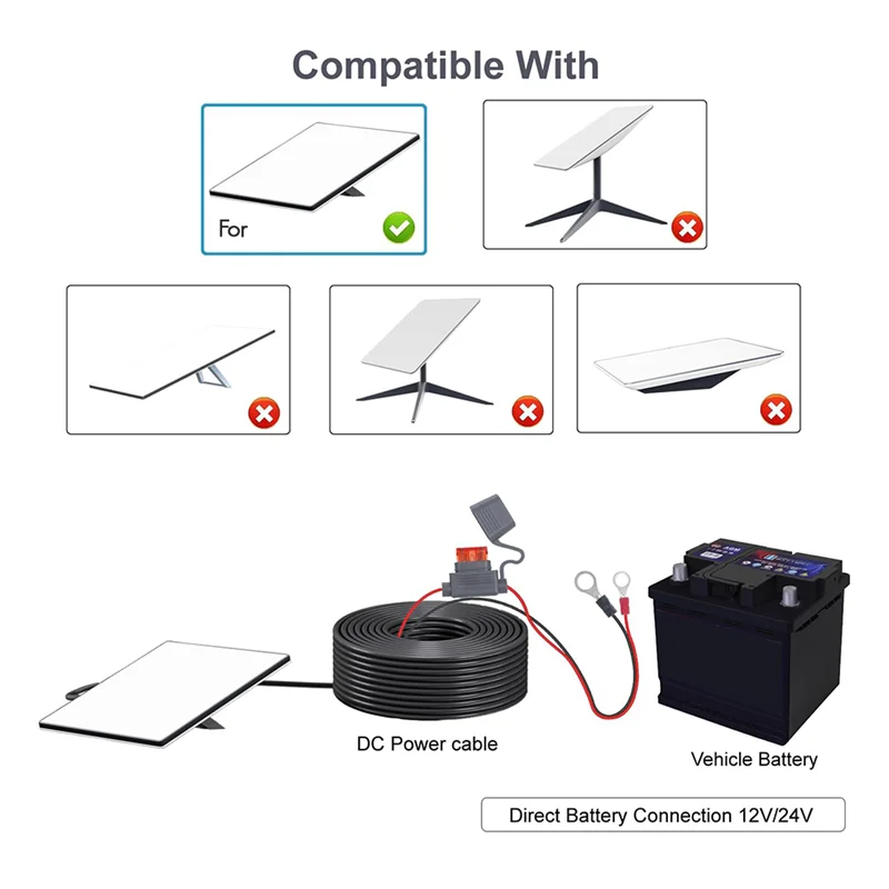 AB46-For Starlink Mini Compatible، /10FT، كابل طاقة تيار مستمر 18AWG مع حامل فيوز، كابل طاقة البطارية المباشر، مدخل 12 فولت-48 فولت
