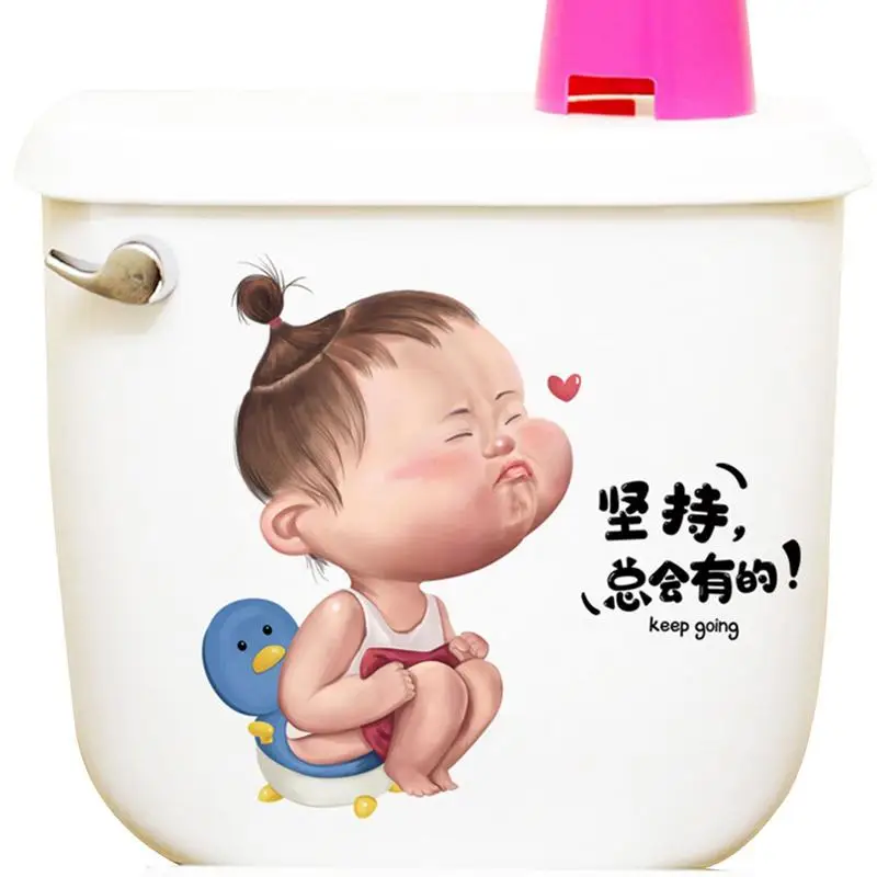 Funny Toilet Stickers Self-adhesive Toilet Lid Stickers for Bathroom Cartoon Sticker Decal Sign Restroom Door Seat Decoration