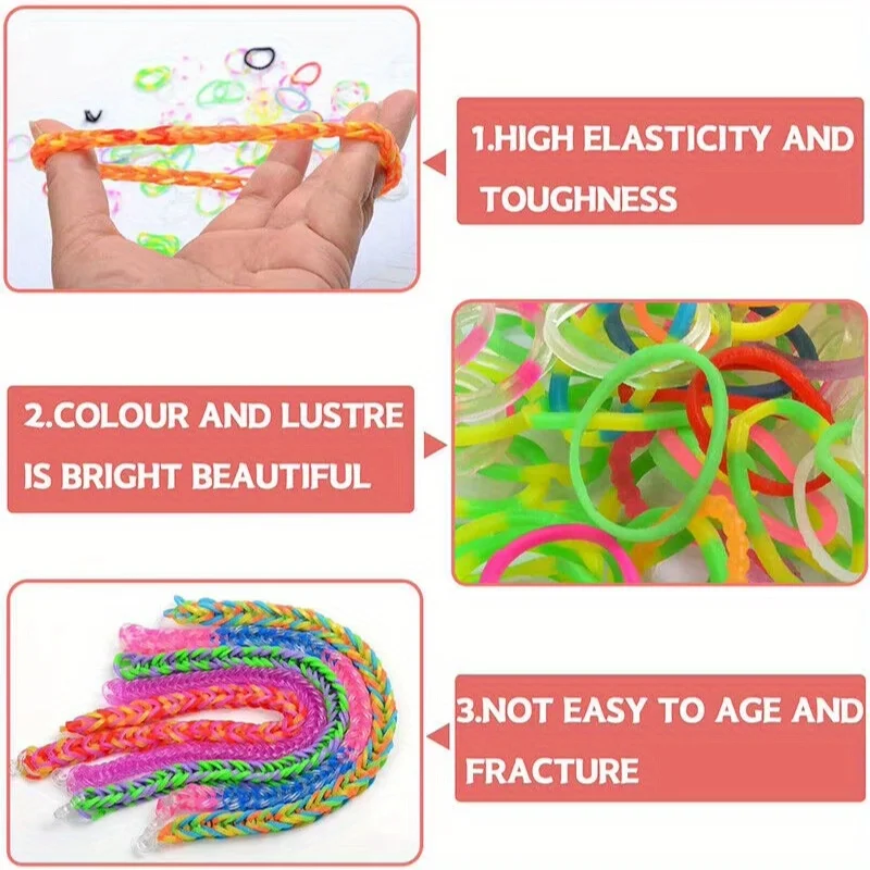 4500 stuks Loom Bands Kit met opbergdoos en accessoires - 3-laags geweven armband maken set, DIY rubberen armband Kit Girs speelgoed