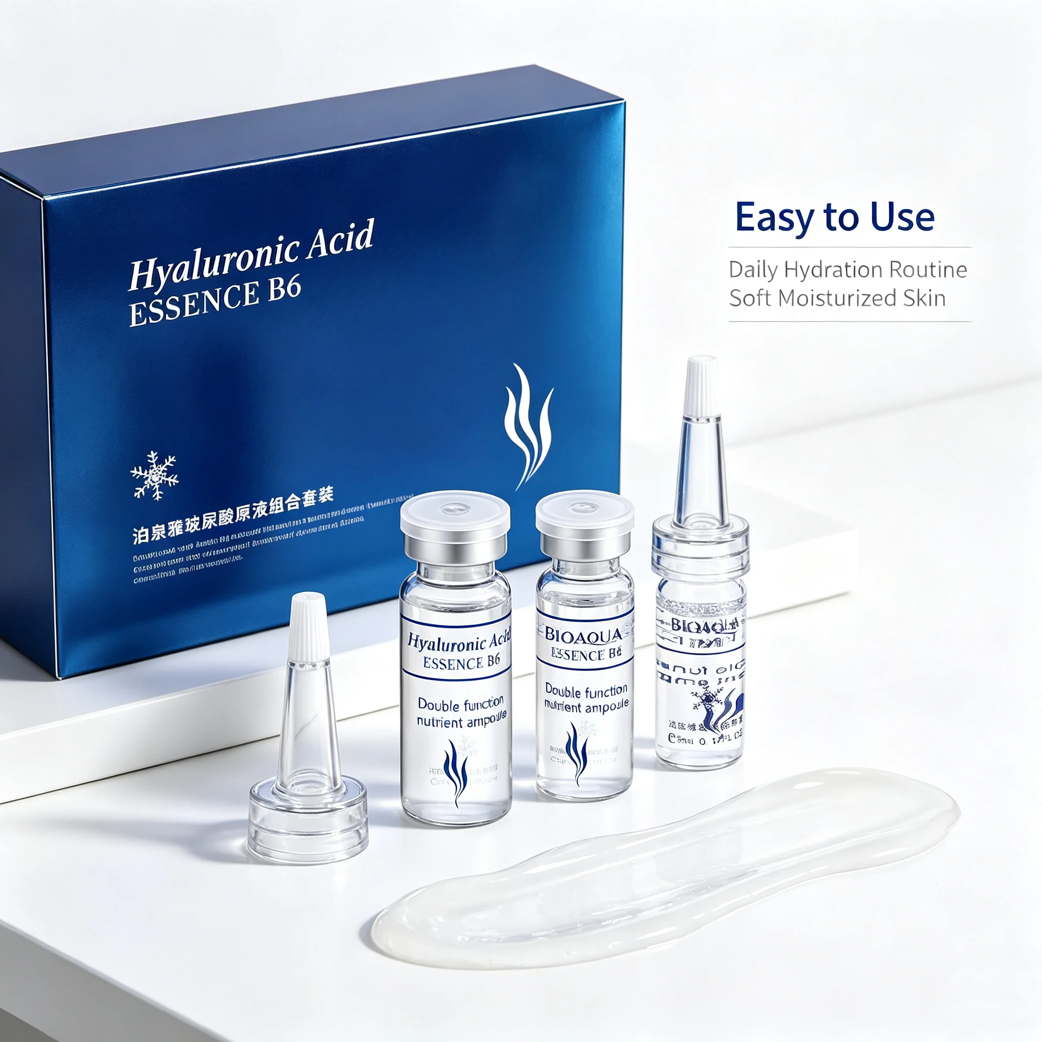 Hyaluronic Acid Serum Facial Skincare Moisturizing Hydrating Soothing Firming Fast Absorb Skin Care for All Skin Types Liquid Fa