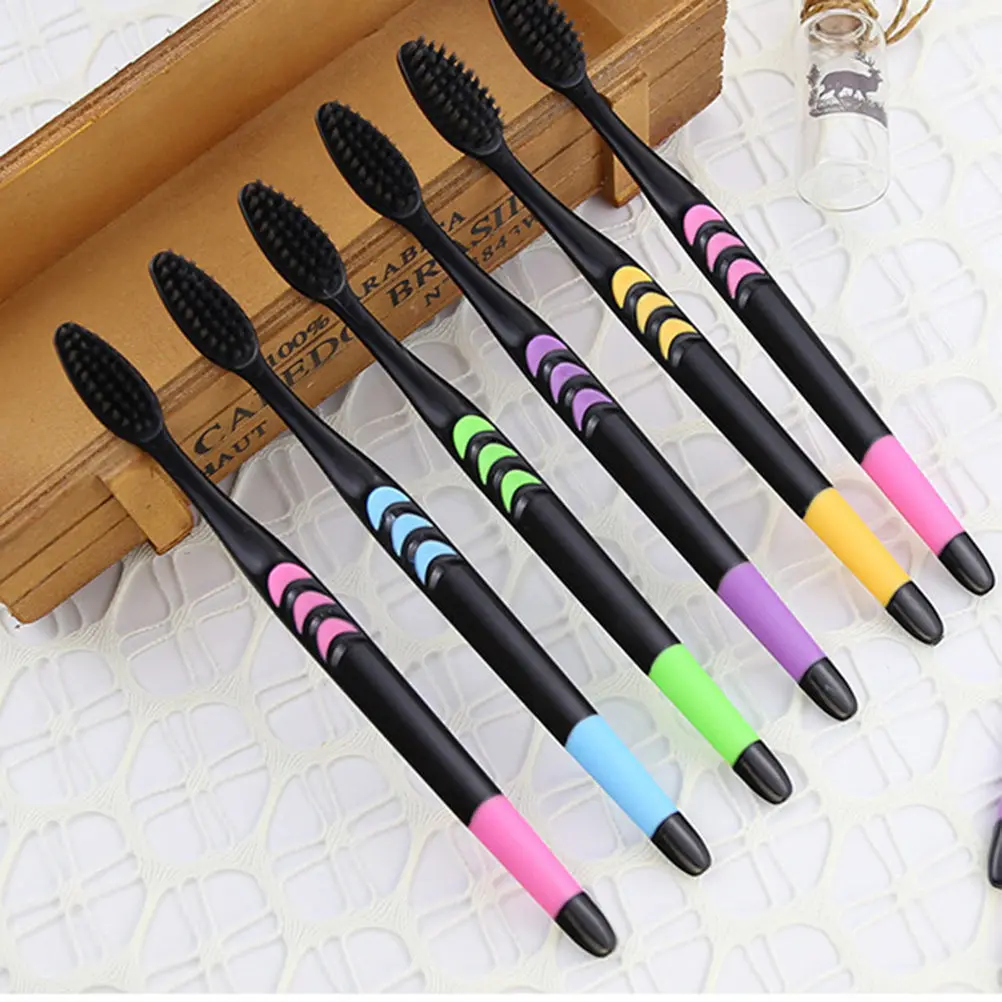 

10Pcs Bamboo Charcoal Toothbrush Set Eco Friendly Plaque Removal Soft Bristles Anti Slip Comfort Grip for Oral Care Healthy Gums