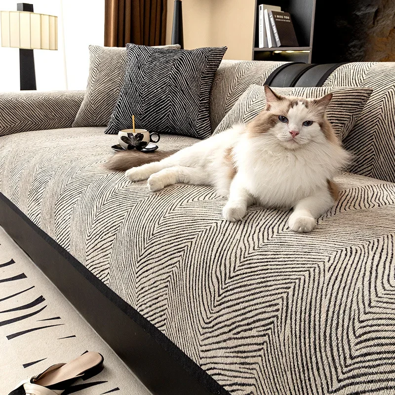 2025 New High-end Chenille Sofa Cushion Four Season Universal Thickening Fixed Anti Slip Sofa Cushion For Living Room Decoration