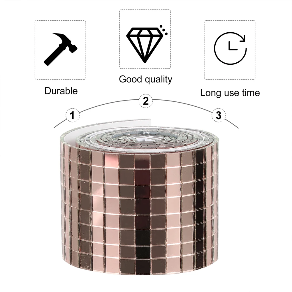 

2 Rolls Small Mirror Mosaic Wall Stickers Decoration Bathroom Glass Fiber Adhesive Decal