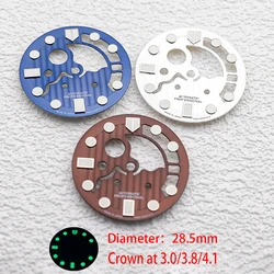 28.5mm Dial Hollow Out Watch Dial C3 Green Luminous Fits NH34 NH35 NH36 7S26 7002 Movement SKX007 Turtle Tuna Canned Watch Case