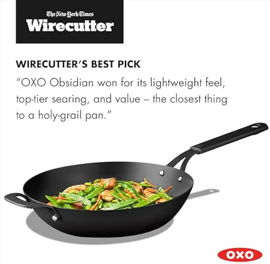 12" Carbon Steel Wok Pan with Removable Handle, Oven Safe to 660°F, Works on Induction Stovetops