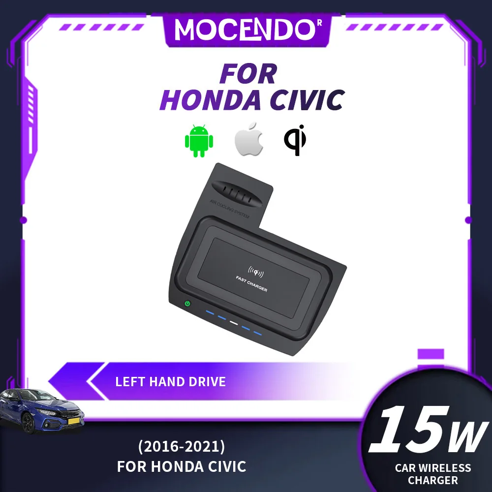 

Charger wireless For Honda Civic 2016-2021 Wireless Charging Pad Car Phone Fast Charger Plate Tray Accessories Fit Xiaomi iPhone