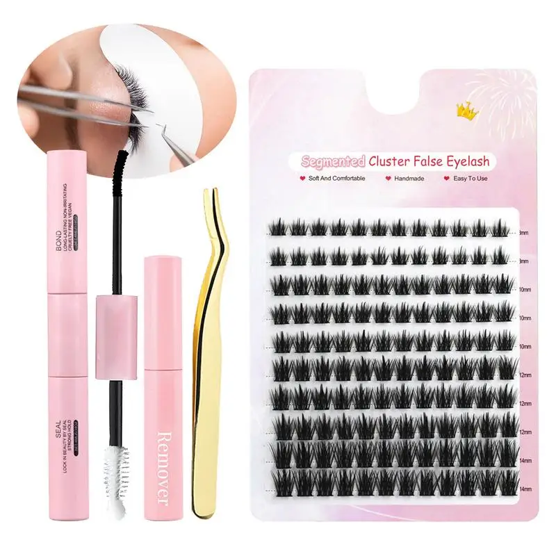 Kit de extensiones de pestañas, set de 120 piezas para pegar y sellar, herramientas de maquillaje, accesorios de pegamento