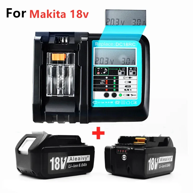 

Rechargeable Li-ion Battery BL186018V 6.0Ah Backup Battery for Makita 18V BL1850B BL1860B BL1815 Cordless Drill with Charger