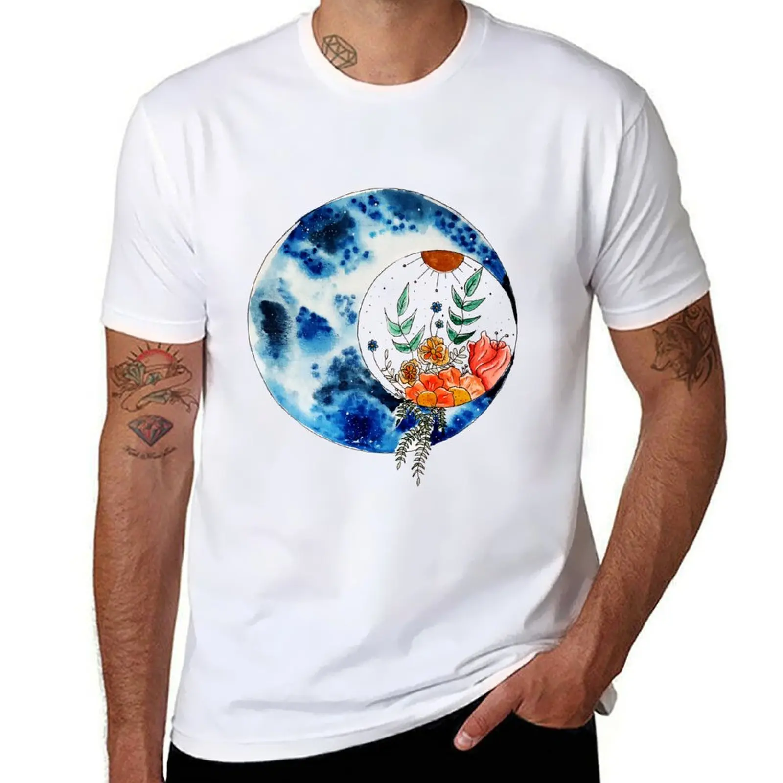 

Футболка Moonflower, футболки для мужчин, упаковка, хлопковые футболки с аниме, футболка большого размера