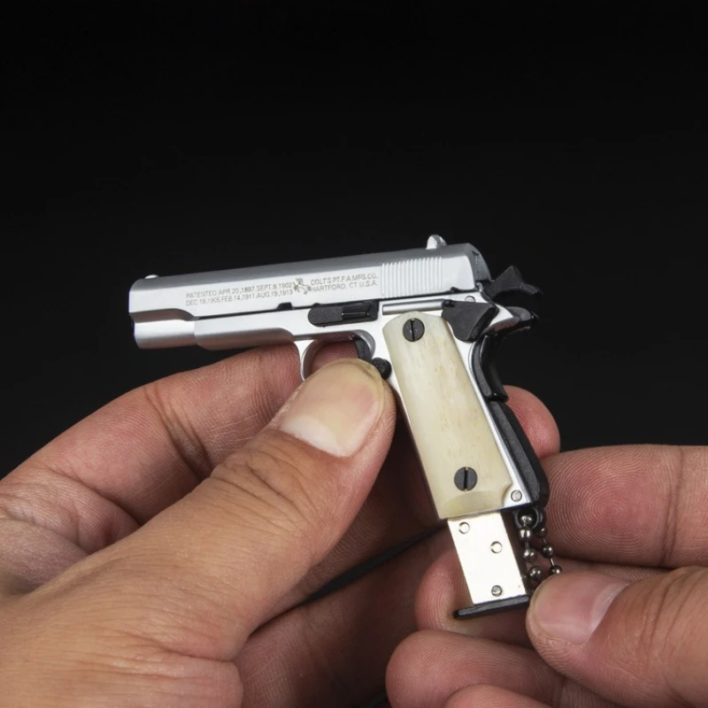 

New 1:3 Cow Bone Handle 1911 Full Metal Mini Gun Model Detachable Decompression Toy Men's Gift Home Accessories