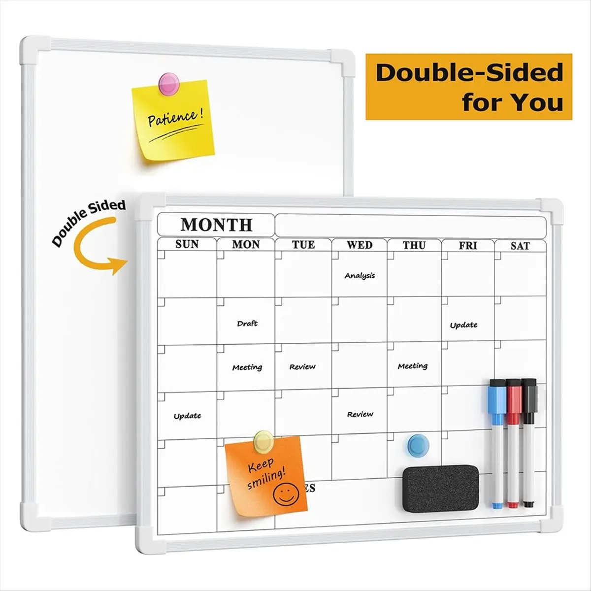 X16A Hot Monthly Whiteboard Calendar for Wall, Small 16In X 12In Dry Erase Board with Plastic Frame, Hanging Dry Erase Calendar