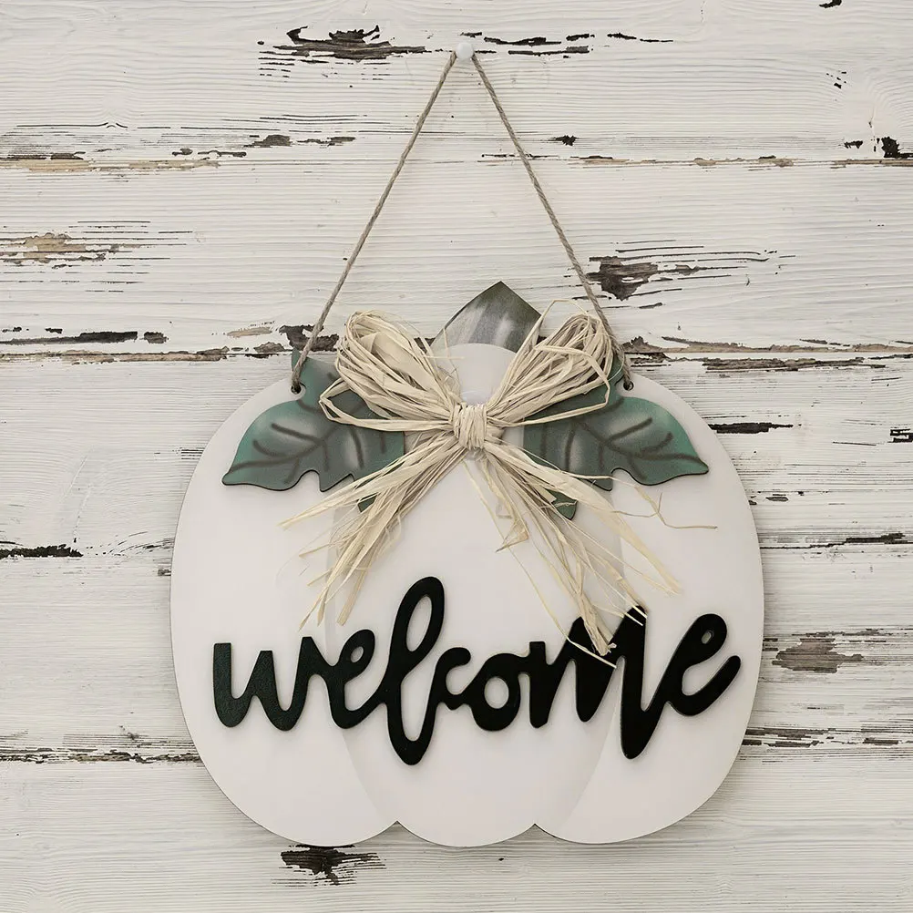 

Pumpkin Door Sign Thanksgiving Decoration Halloween Welcome Hanging Wood Decorations
