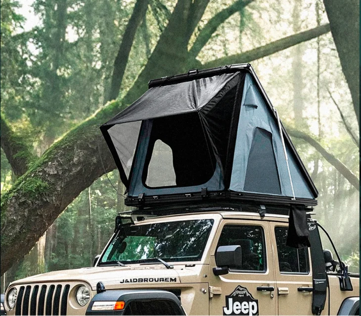 

Aluminum Shell Double-Layer Triangle Rooftop Tent for SUV Off-Road Vehicles Four-Season Use 280G Polyester 420D Ox