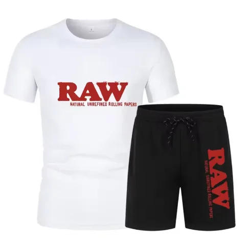 

Short Sleeve + Shorts Set Cotton 2025Man Sets Summer T-Shirt Sports and Leisure Set Trend Printing