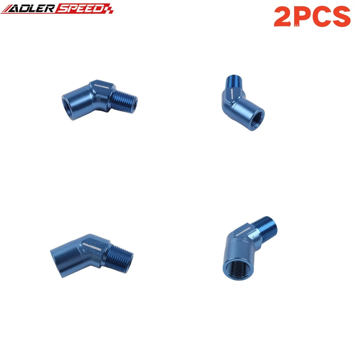 2PCS Aluminum 1/8(1/4 3/8 1/2)NPT 45 Degree Female To Male 1/8 (1/4 3/8 1/2)NPT Elbow Forged Adapter Fitting Accessories