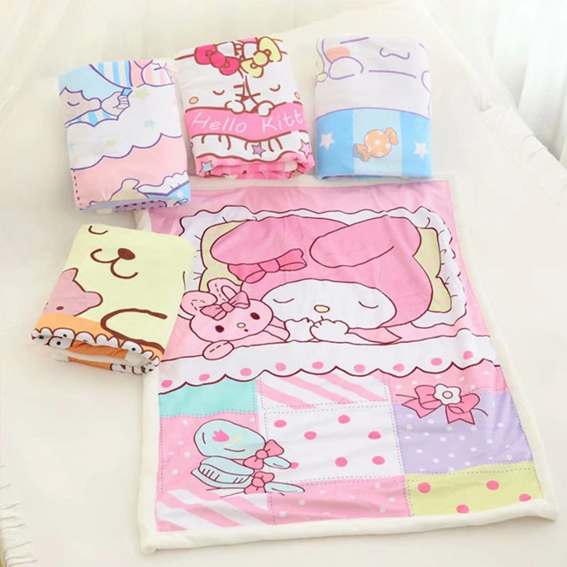 Sanrio Hello Kitty Flannel Blanket Children Cute Cartoon Anime Cinnamoroll Plush Throw Blankets Coral Fleece Quilt Soft Shawl