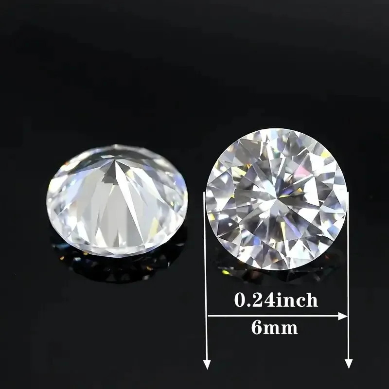 50pcs Cubic Zirconia Stones 6mm White Round Shape Brilliant Cut Loose CZ Stones Synthetic Gems Beads For Jewelry DIY Material