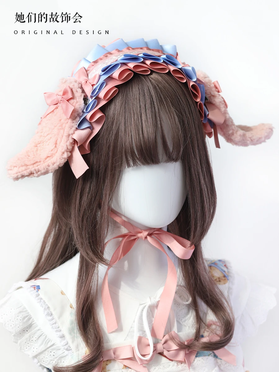 Accesorios de cosplay, diademas con orejas de conejo grandes y bonitas, lazo de encaje japonés, tocado de Lolita, accesorios para el cabello, diadema de sirvienta