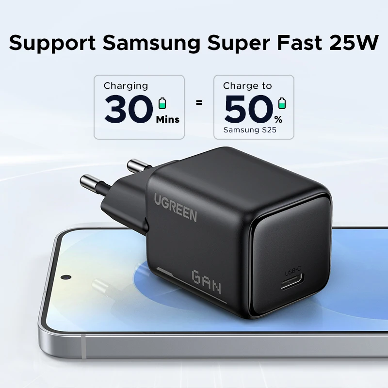 UGREEN 25 واط GaN شاحن PD 3.0 Mini USB C شاحن الهاتف السريع آيفون 16 15 14 برو ماكس سامسونج S25 شاومي اللوحي باد الهواء برو #3