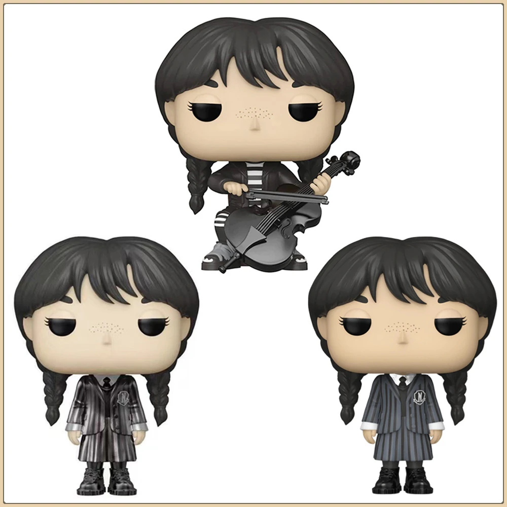 FUNKO Pop The Addams Family figuras de juguete de acción miércoles Linda versión Q modelo ornamento muñeca periferia niños regalos de navidad