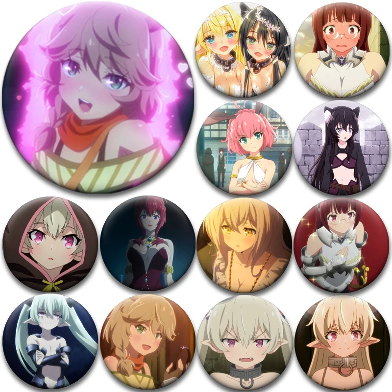 

Anime How Not To Summon A Demon Lord Figures Brooches Enamel Pins Cosplay Badge for Collar Backpack Hat Decoration Gifts 58MM