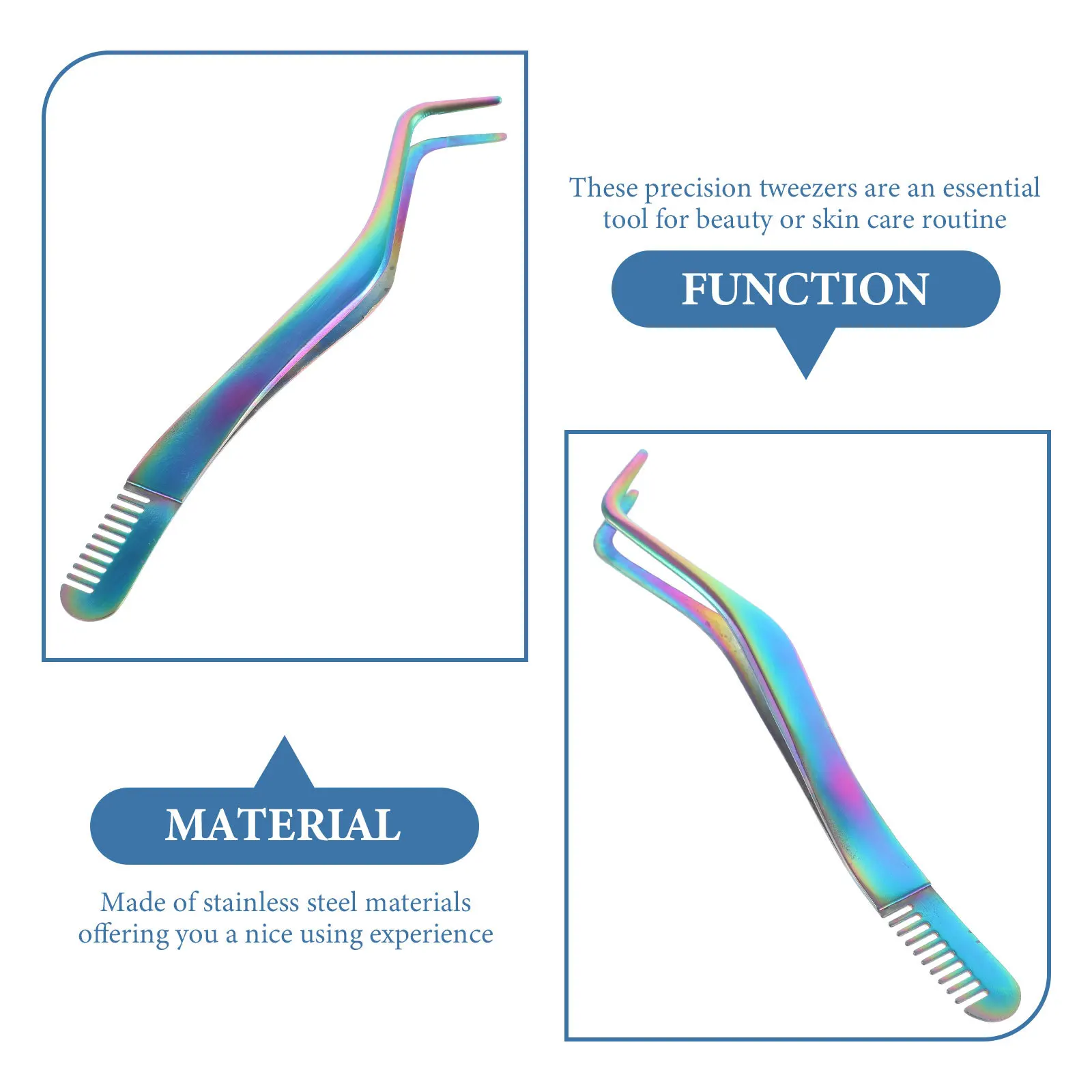 Pinzetta per estensione ciglia 2 in 1 in acciaio inossidabile Pinzetta per ciglia Pettine Strumento applicatore Comoda applicazione per ciglia finte