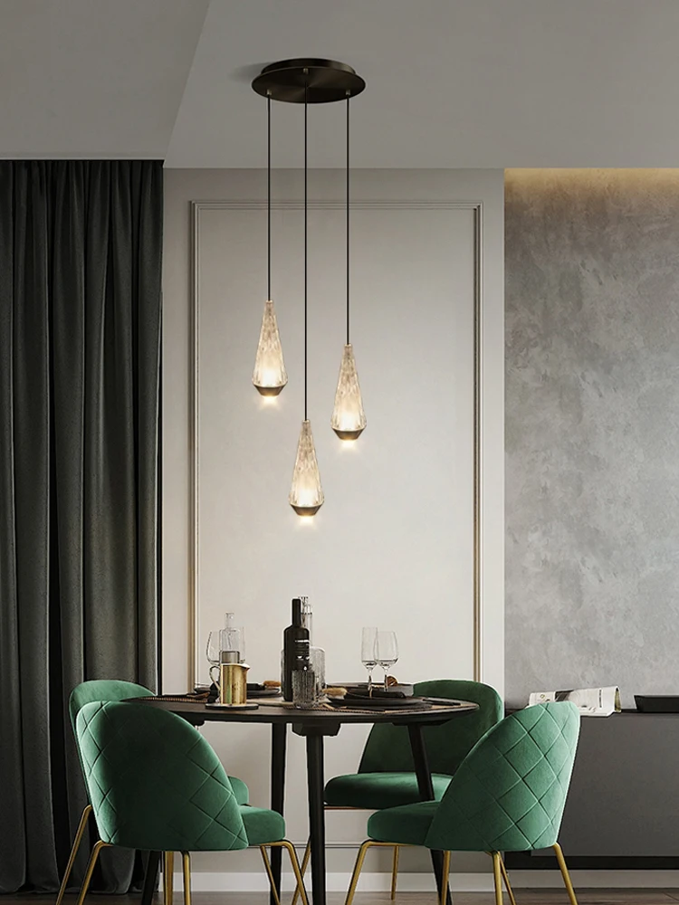 Modern LED Luxury Droplet Shaped Pendent Lamp Kitchen Hanging Dining Table Chandelier Hotel Bedroom Bedside Lamp Indoor Lighting