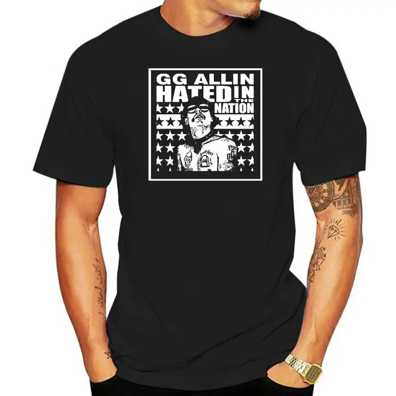 GG Allin hated in the Nation underground hardcore punk music t shirt hand made in italy in  with high quality print men t shirt