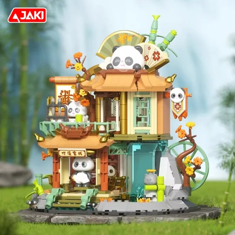 

Конструктор JAKI Panda Zhuxi Inn: Уличная сцена, сборная модель, коллекционная фигурка, настольное украшение, детский праздничный подарок