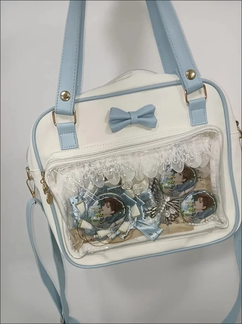 Borsa Ita con fiocco uniforme dolce nuove borse a tracolla trasparenti di grande capacità borse a tracolla Lolita per ragazze adolescenti borsa