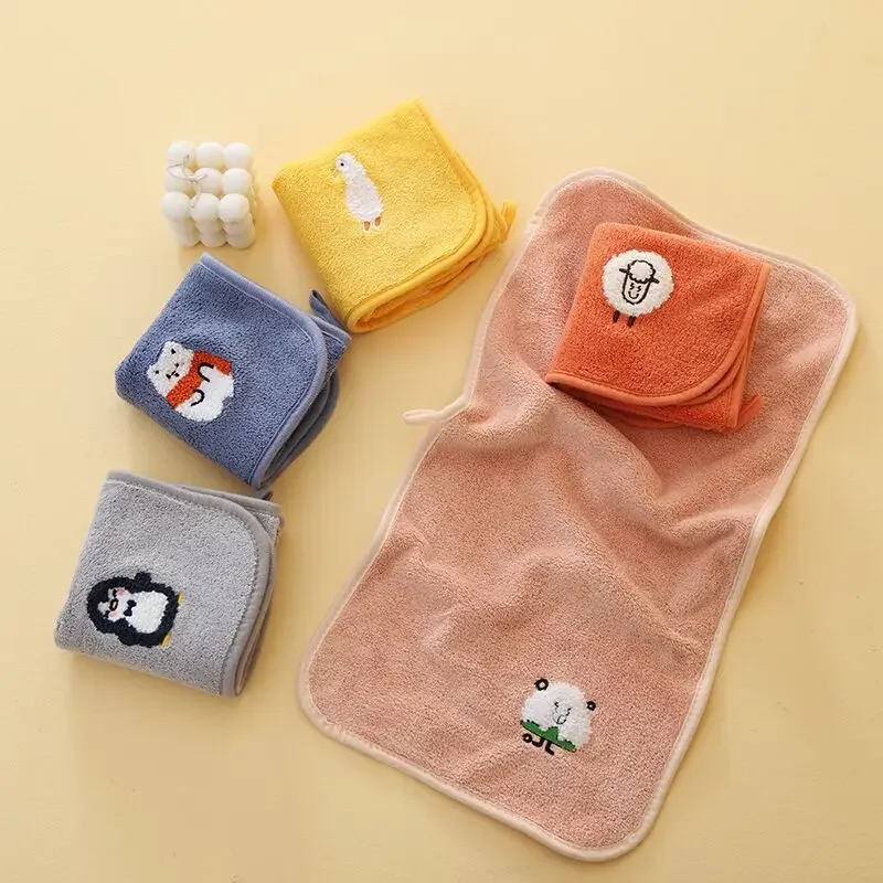 Children's Soft Embroidered Face Towel Baby Shower Drool Towel Hanging Super Absorbent Hand Towel