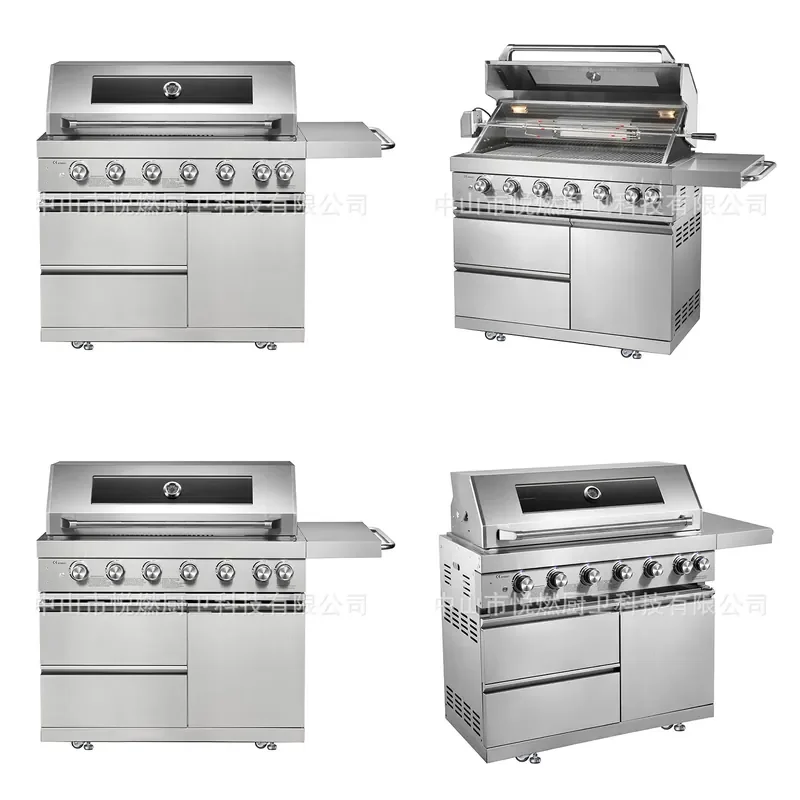 304 Stainless Steel Mobile BBQ Grill for Villa Courtyard Outdoor High End Portable Barbecue