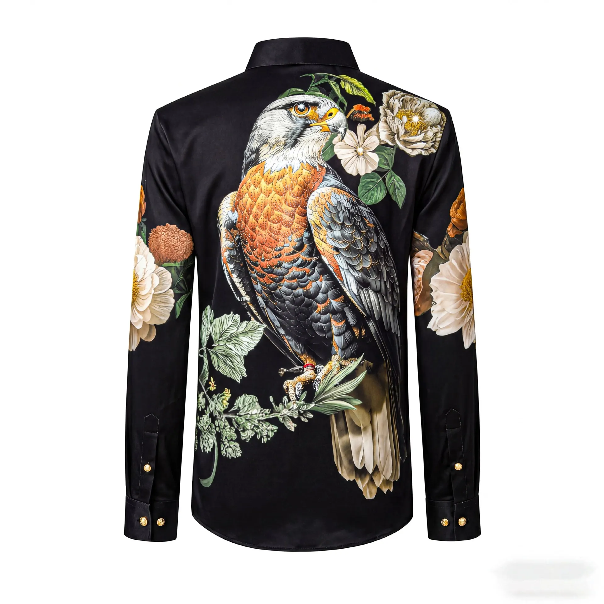 Brand 3D Rhinestone Long Sleeved Shirt for Men Luxury Casual Social Shirts Slim Fit Business Banquet Party Formal Dress Shirts