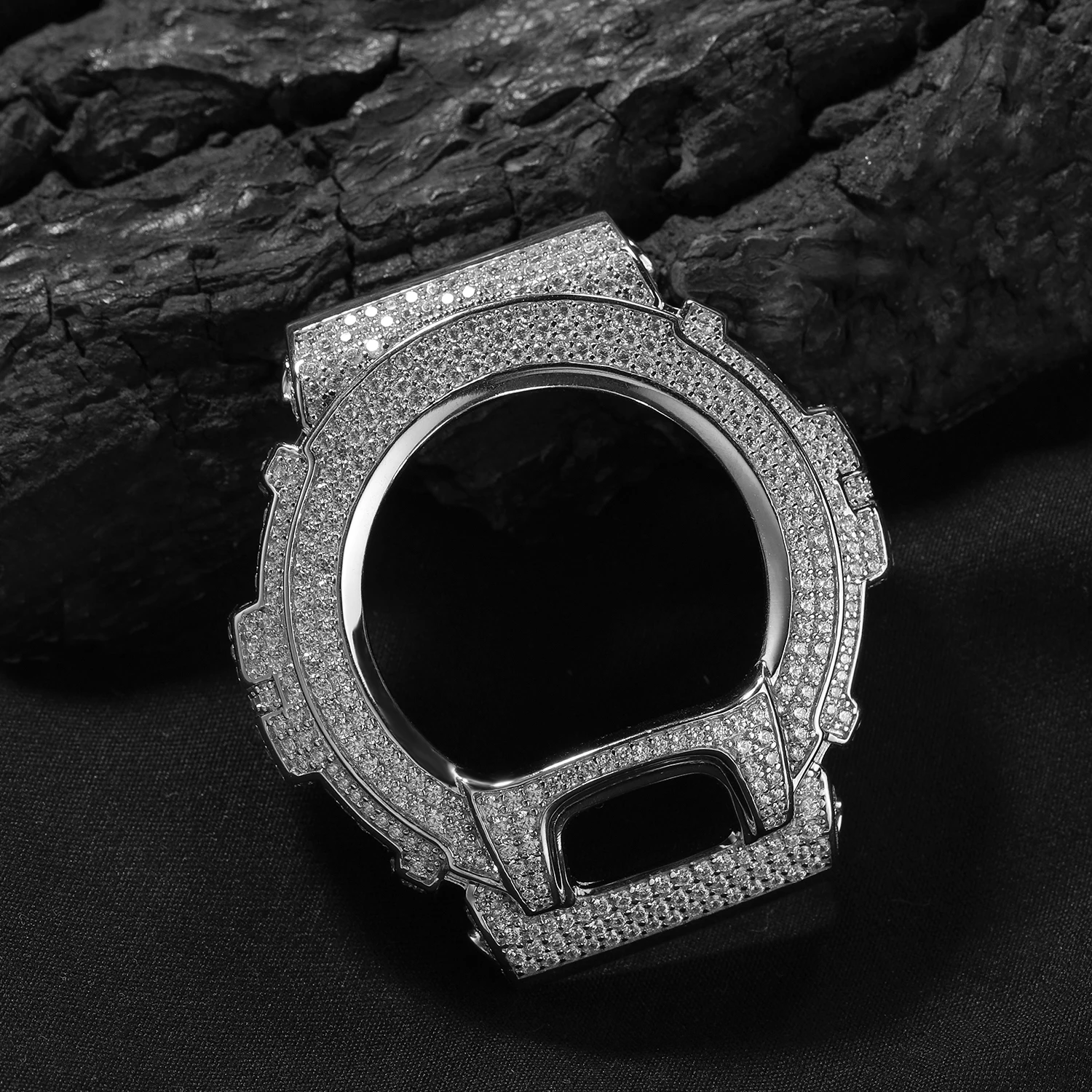 THE BLING KING Full Iced Out Moissanit Watch Case For DW6900 Cubic Zirconia Replacement Cover Hip Hop Luxury Mod Accessory