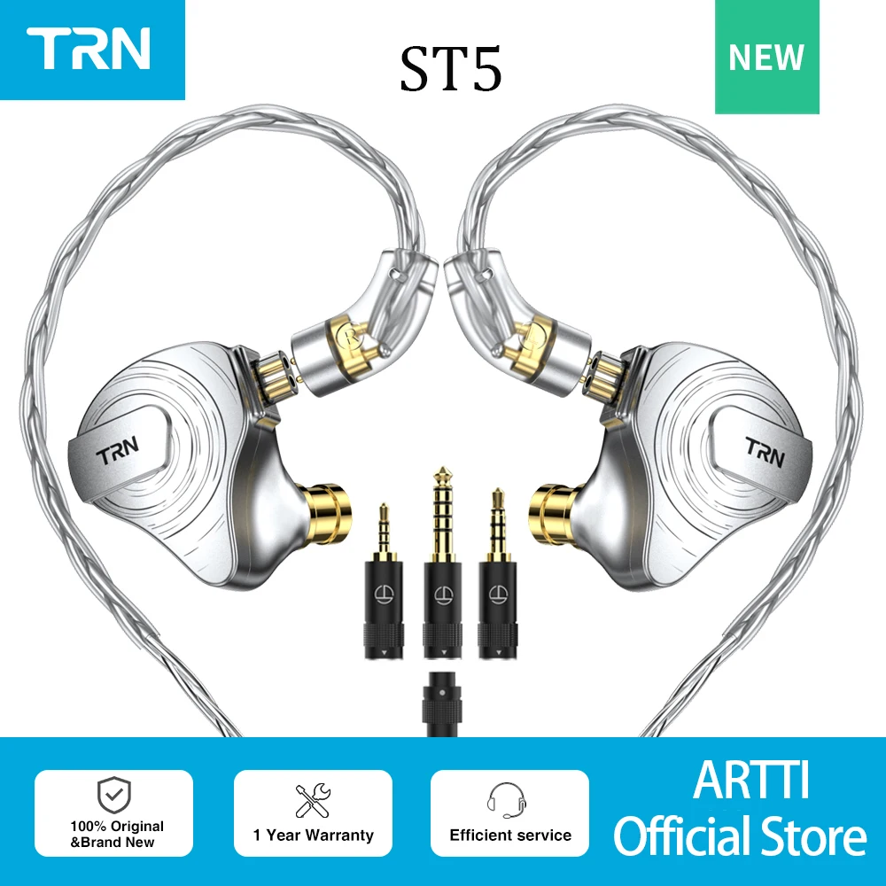 

TRN ST5 In-Ear HIFI Earphones 4BA+1DD Hybrid Hanging 10 Drivers Unit Monitor Earphones Earbuds Noise Cancelling For BAX Kirin