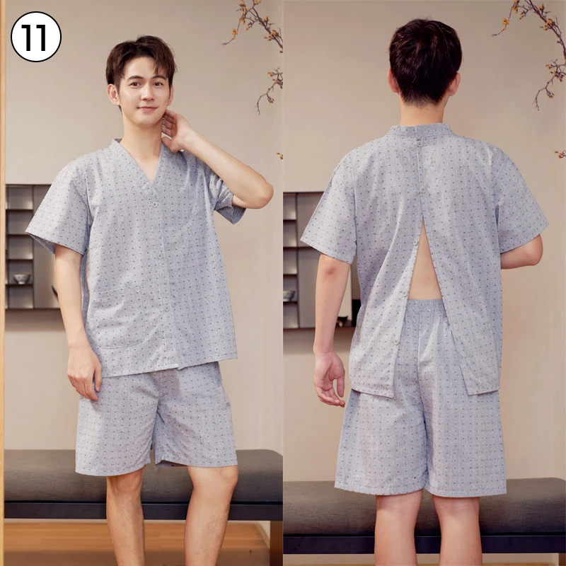 Cotton Sauna Suit Women Men Pajamas Summer Comfort Sweat Sauna Cardigan Cupping Back Massage Acupuncture Physiotherapy Clothes