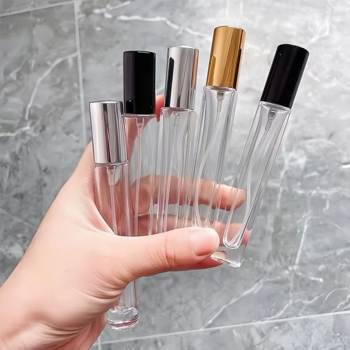3 قطعة 10 مللي زجاجة عطر زجاجية نمط مع رذاذ مستحضرات التجميل السائل زجاجات إعادة الملء الصغيرة السفر عطر عينة الحاويات رحلة #5